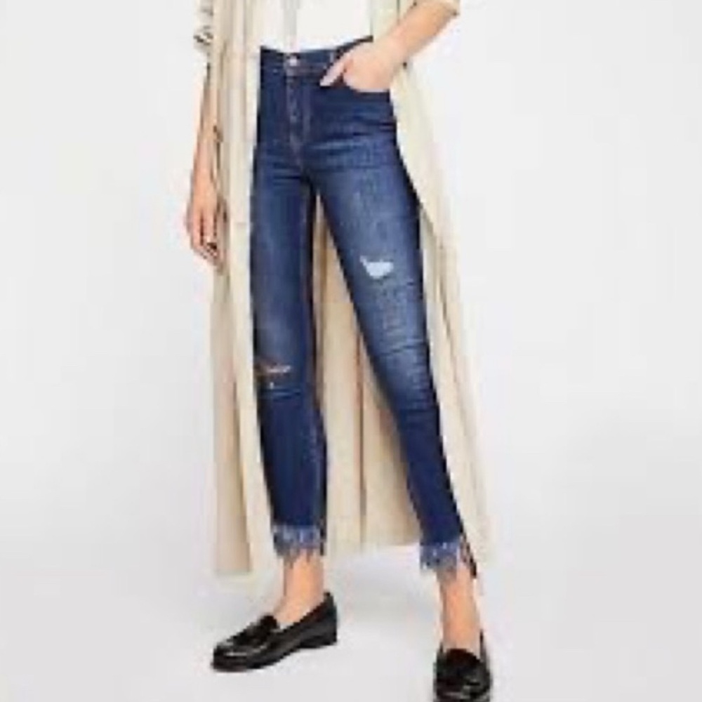 Free People Great Heights Distressed Frayed Sweep Skinny Jeans (28)